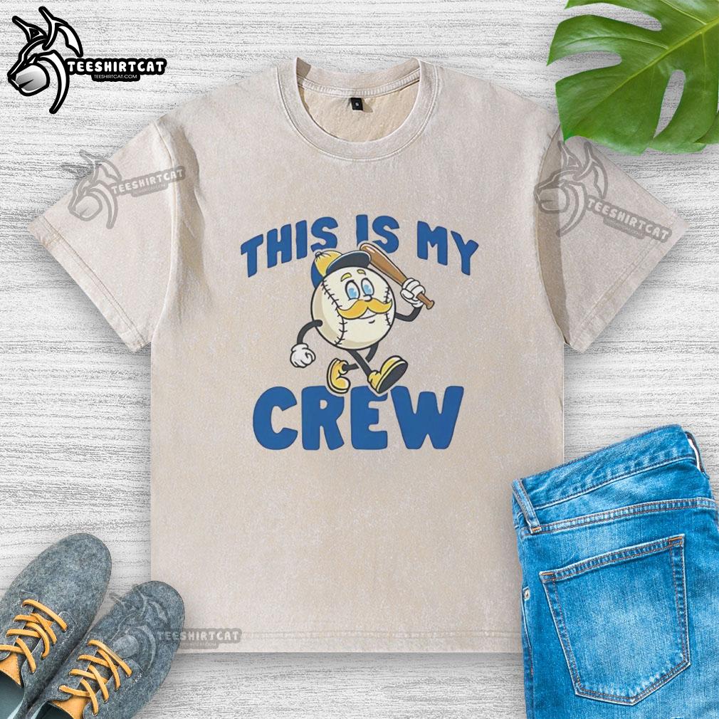 top-milwaukee-brewers-baseball-this-is-my-crew-washed-t-shirt Top Milwaukee Brewers Baseball 'This Is My Crew' washed t-shirt in blue, perfect for fans supporting their team.