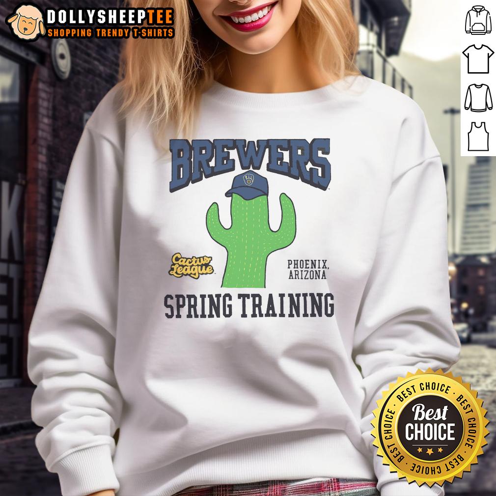 Top Milwaukee Brewers Cactus League Sweatshirt Top Milwaukee Brewers Cactus League sweatshirt in navy blue featuring team logo, perfect for baseball fans.