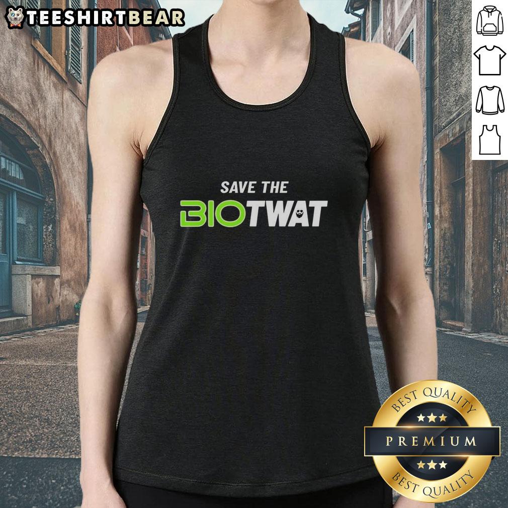 top-save-the-bio-twat-logo-tank-top Top Save The Bio Twat Logo Tank Top featuring a bold graphic design, perfect for environmental activism and casual wear.