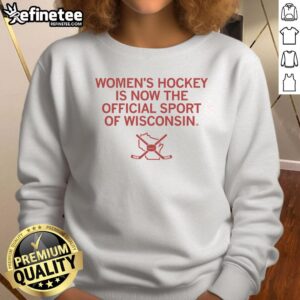 Nice Women's Hockey Official Sport of WI Sweatshirt in navy, perfect for fans and players supporting Wisconsin hockey.