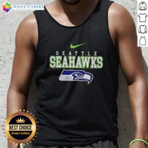 Official 2026 Super Bowl Seattle Seahawks tank top with bold 'They Not Like Us And We Don't Care' graphic design.