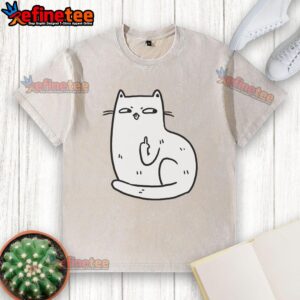 Premium Middle Finger Cat T-Shirt - Image 6