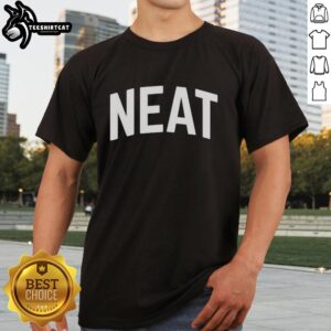 Alt Text: Funny Neat Equals No Ice T-Shirt featuring a humorous design with bold text and vibrant colors for casual wear.