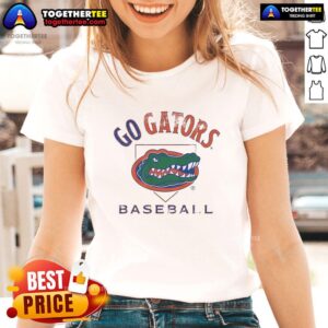 Top Florida Gators baseball ladies tee featuring team logo and vibrant colors, perfect for Gators fans.