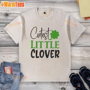 Pretty Cutest Little Clover Washed T-Shirt in soft fabric, featuring a charming clover graphic design for casual style.