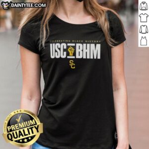 Awesome USC Trojans History Month Tribute Ladies Tee featuring vibrant graphics celebrating USC's rich heritage.