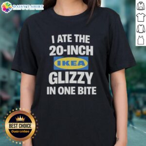 Funny dog ladies tee featuring 'I Ate The 20-Inch Ikea Glizzy In One Bite' design, perfect for dog lovers and humor fans.