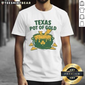 Top Texas Pot of Gold St. Patrick's Day T-Shirt featuring festive graphics and vibrant colors for holiday celebrations.
