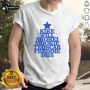Premium Los Angeles Dodgers player T-shirt featuring Kike, Shohei, Mookie, Teoscar, and Freddie for 2025 season.