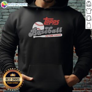 Retro Raglan Hoodie featuring Good Topps Baseball Picture Cards design, perfect for sports fans and collectors.