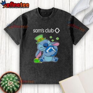 Official Stitch with St. Patrick's Hug T-shirt featuring Sam's Club logo, perfect for festive celebrations.