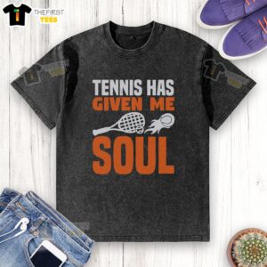 Awesome Tennis Has Given Me Soul Washed T-Shirt in vibrant colors, showcasing a stylish design for tennis enthusiasts.