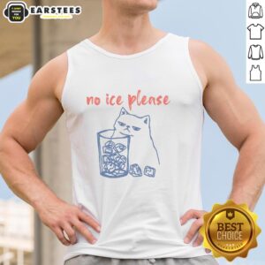 Adorable 'Cute No ICE Please' cat tank top featuring a playful feline design, perfect for cat lovers and summer fashion.