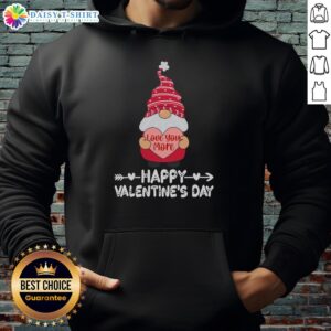 Pretty Valentine's Day hoodie featuring a Valentine gnome and 'Love You More' text, perfect for celebrating love.