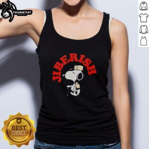 Good Jiberish Take A Hike Supima Snoopy Tank Top featuring colorful Snoopy design, perfect for summer adventures.