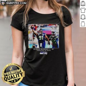 Alt Text: Byron Murphy II in a Seattle Seahawks NFL jersey, showcasing style and team spirit on a ladies' tee for 2026.