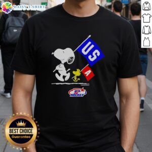 Good Snoopy and Woodstock World Champions 2026 USA Hockey Olympic Milano Cortina Italia T-Shirt design with vibrant graphics.