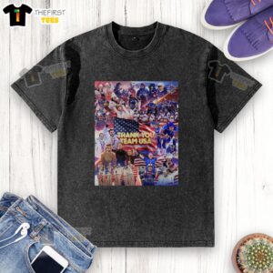 Top Thank You Team USA washed t-shirt featuring vibrant colors and a stylish design, perfect for supporting USA sports.