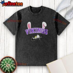 Nice Minnesota Vikings X Snoopy Happy Easter washed t-shirt featuring vibrant graphics and a festive design for fans.