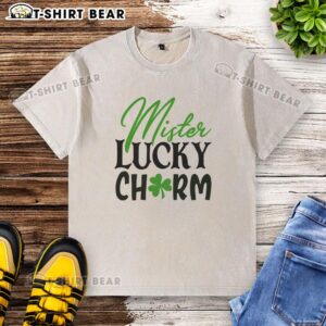 Official Mister Lucky Charm washed t-shirt featuring a stylish design in soft cotton, perfect for casual wear.