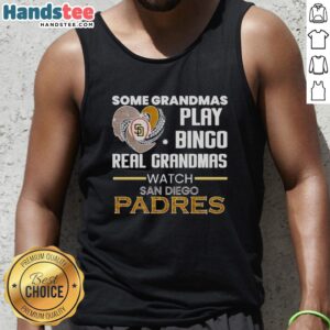 Original San Diego Padres tank top with diamond heart shape, perfect for grandmas who love baseball and bingo.
