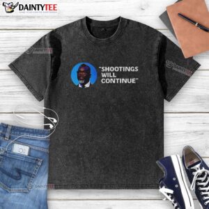 Quote by Mayor Brandon Johnson on shootings, featured on a washed t-shirt, highlighting his stance on gun violence.