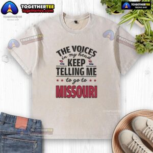Hot The Voices In My Head Keep Telling Me To Go To Missouri washed t-shirt in soft cotton with vibrant print.