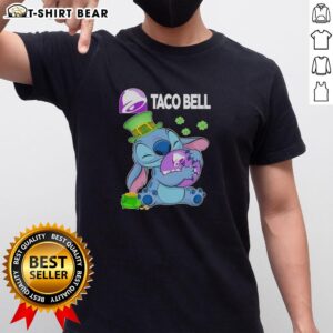 Pretty Stitch Hug Taco Bell logo on a Happy St. Patrick's Day T-Shirt, perfect for festive celebrations and Taco Bell fans.