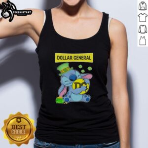 Good Stitch St. Patrick's Day hug tank top featuring Dollar General logo, perfect for festive celebrations.