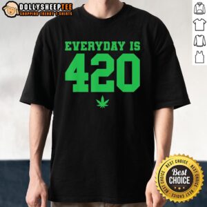 Top Everyday Is 420 Weed T-Shirt featuring a vibrant cannabis design, perfect for casual wear and weed enthusiasts.