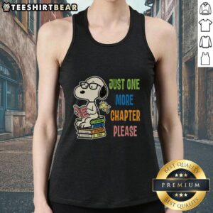 Premium Just One More Chapter Please Snoopy Book Tank Top featuring a playful Snoopy design, perfect for book lovers.