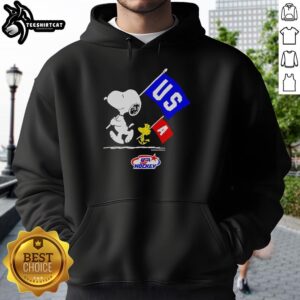 Premium Snoopy and Woodstock World Champions 2026 USA Hockey Olympic hoodie for Milano Cortina Italia.