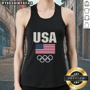 Official Team USA Flag Olympic Golf Tank Top featuring vibrant colors and patriotic design for golf enthusiasts.