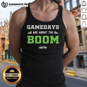 Official Gamedays Are About The Boom Seattle Seahawks tank top featuring team colors and logo, perfect for game day.