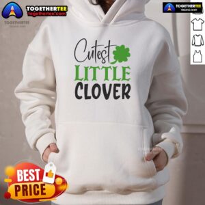 Alt Text: Adorable Official Cutest Little Clover Hoodie featuring a vibrant green clover design on a cozy fabric.