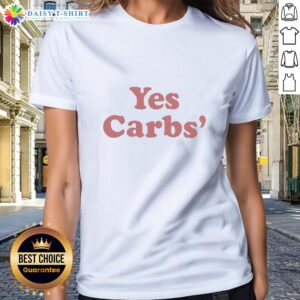 Official Yes Carbs Ringer Ladies Tee featuring stylish design and comfortable fit for carb lovers.