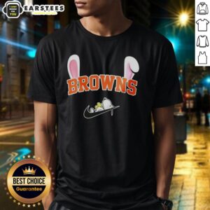 Awesome Cleveland Browns X Snoopy Happy Easter T-Shirt featuring fun graphics and vibrant colors for fans and Easter celebrations.
