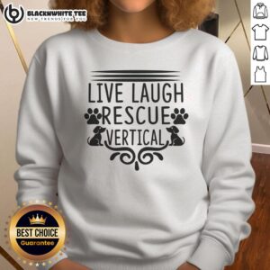 Good Live Laugh Rescue vertical design on a cozy rescue dog sweatshirt, perfect for dog lovers and rescue advocates.