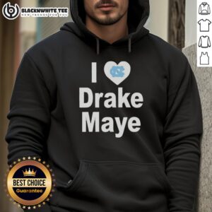 Stylish UNC Tar Heels hoodie featuring 'I Love Drake Maye' design, perfect for fans of college football and basketball.