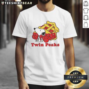 Official Snoopy Twin Peaks T-Shirt featuring iconic characters and vibrant design, perfect for fans of both franchises.