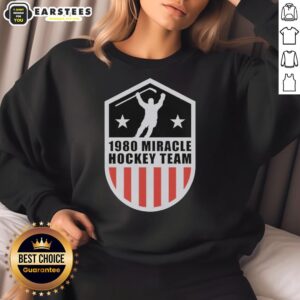 Alt Text: Vintage USA Hockey Team sweatshirt featuring the 1980 Miracle Hockey Team logo, perfect for sports fans and collectors.
