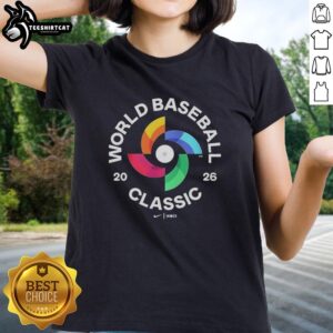 2026 World Baseball Classic logo on a stylish ladies tee, perfect for fans and supporters of the tournament.