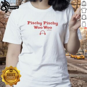 Good Scott Van Pelt Pitchy Pitchy Woo Woo Ladies Tee featuring a stylish design perfect for fans and casual wear.