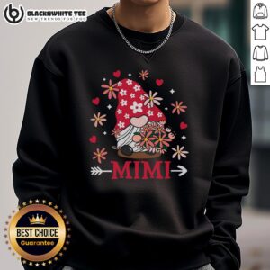 Cute Valentine's Day sweatshirt featuring an adorable Mimi gnome holding a love heart, perfect for celebrating love.