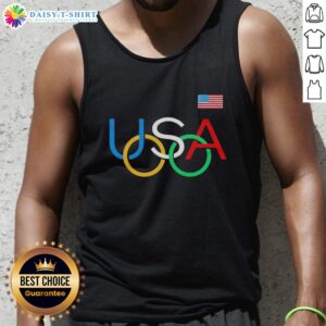 Nice USA Rings Olympic logo tank top featuring vibrant colors, perfect for sports enthusiasts and Olympic fans.