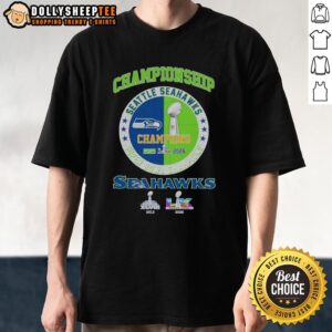 Alt Text: Premium Seattle Seahawks Super Bowl LX Championship T-Shirt featuring team colors and logo, perfect for fans.
