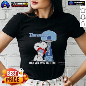 Alt Text: Official Peanuts Snoopy Forever Win or Lose North Carolina Tar Heels Basketball Ladies Tee featuring Snoopy design.