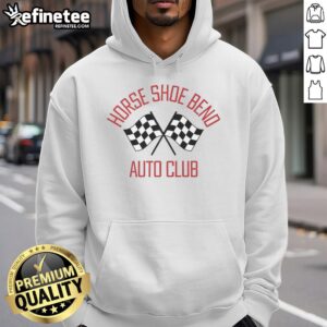 Good Horse Shoe Bend Auto Club checkered flag hoodie featuring a stylish design for car enthusiasts and racing fans.