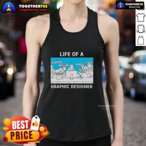 Graphic designer showcasing a creative lifestyle in a stylish tank top, embodying the good life of a graphic designer.
