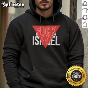 Stylish 'Pretty Fck Israel' text hoodie displayed on a hanger, perfect for making a bold fashion statement.